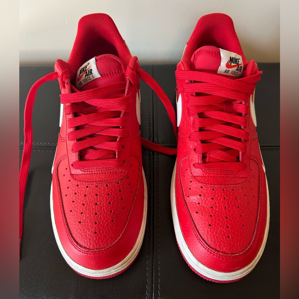 Nike Air Force 1 Low 820266-606 Red Mini Swoosh University Men 9 / Women 10.5